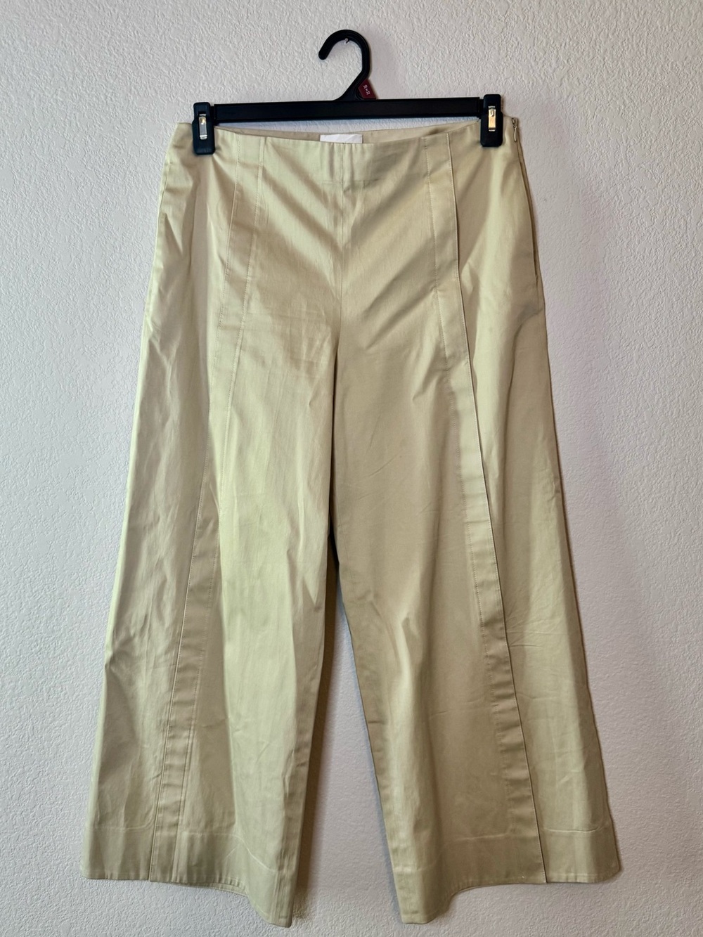 St. John Wide Leg Cotton Blend Khaki Pants Trousers Size 8 - Picture 2 of 13